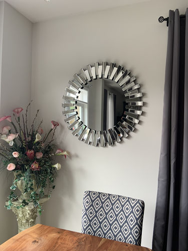 Customer photo review of Elegant Beveled Round Mirror 35"