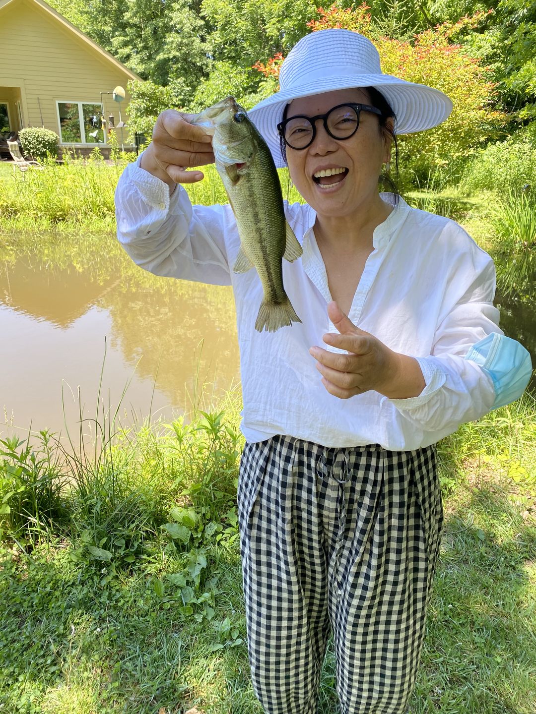 Customer photo review of Plus Size - Summer Plaid Drawstring Cotton Linen Harem Pants