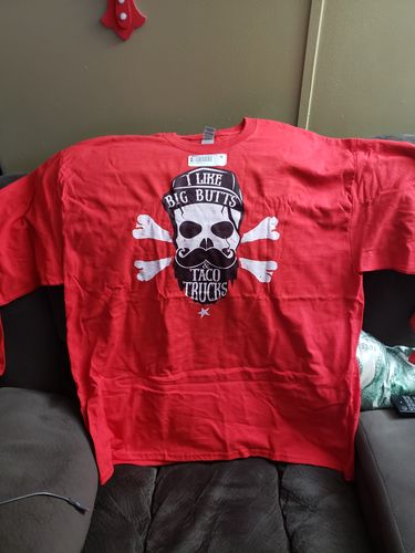 Customer photo review of Big Butts And Taco Trucks Long Sleeve T-Shirt