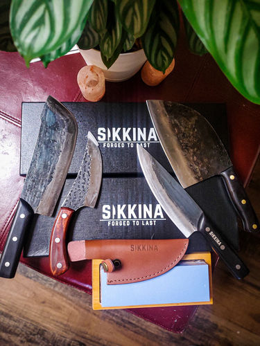 Customer photo review of 5 in 1 - Sikkina Knife Set - Nakiri + Surudoi + Shirita + Sakai + Whetstone Sharpener
