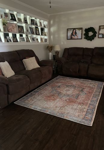 Customer photo review of Distressed Vintage Cezanne Terracotta Sky Area Rug