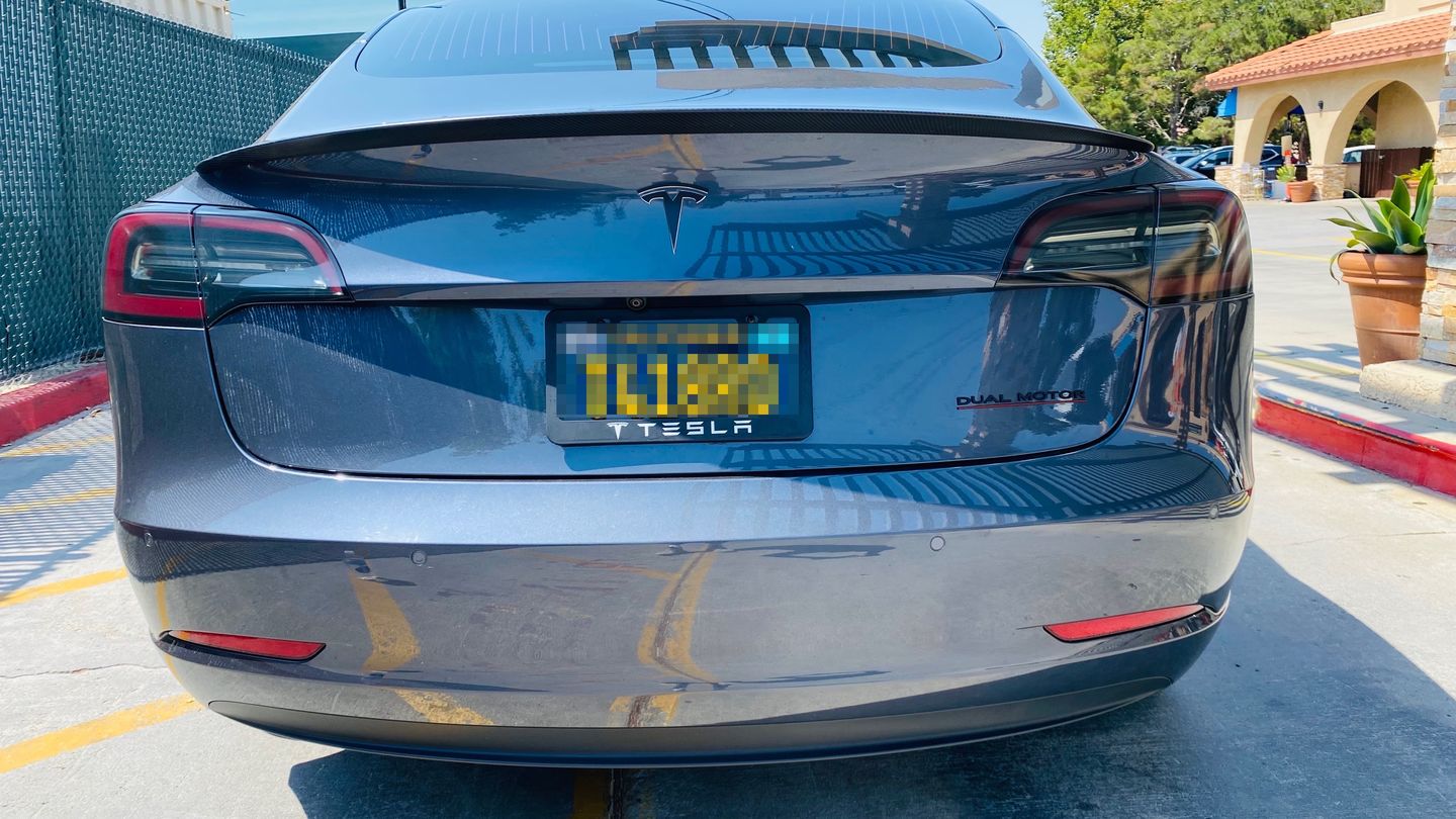 Customer photo review of DUAL MOTOR Trunk Badge Emblems for All Teslas (5 color options)