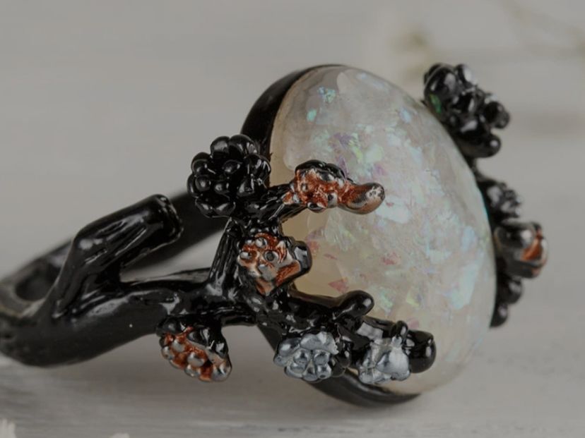 Customer photo review of Midnight Blossom Opal Crystal Ring
