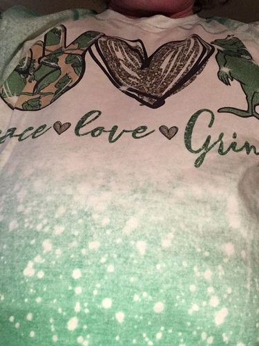 Customer photo review of Peace, Love Grinch Christmas Tee