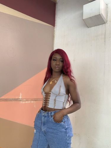 Customer photo review of Lace up halter top