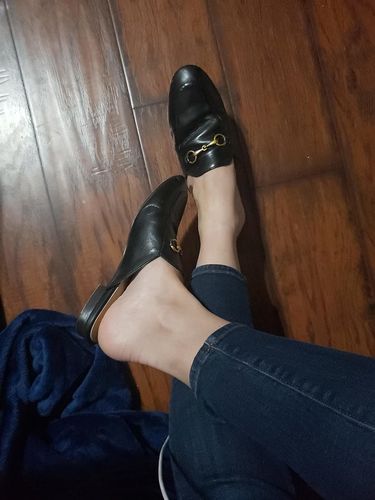 Customer photo review of Red Heart Buckle Shoes Mules