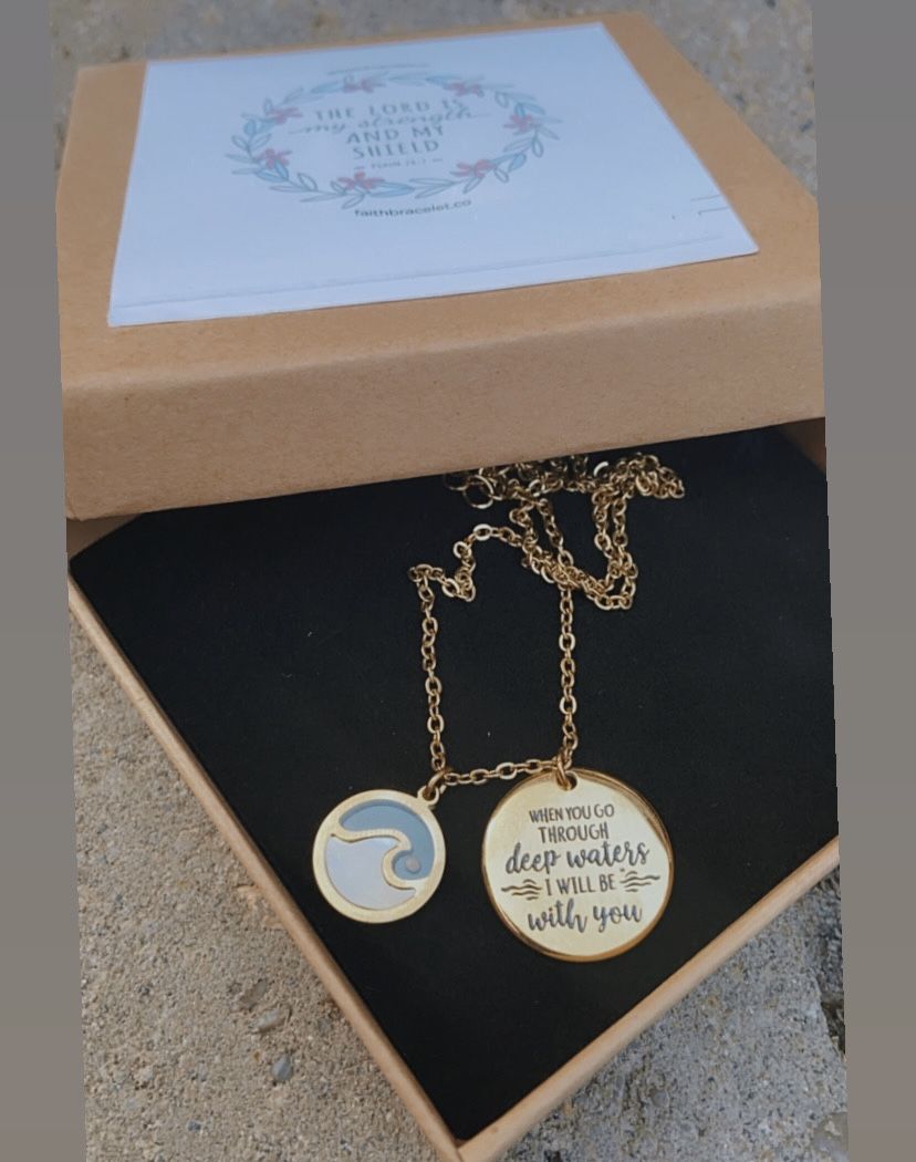 Customer photo review of Matthew 17:20 Forget Me Not Necklace