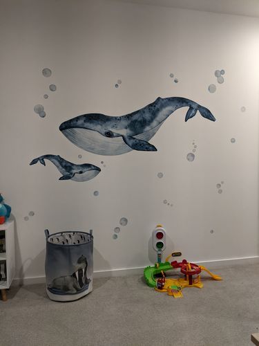 Customer photo review of Whales & Bubbles Decal Set