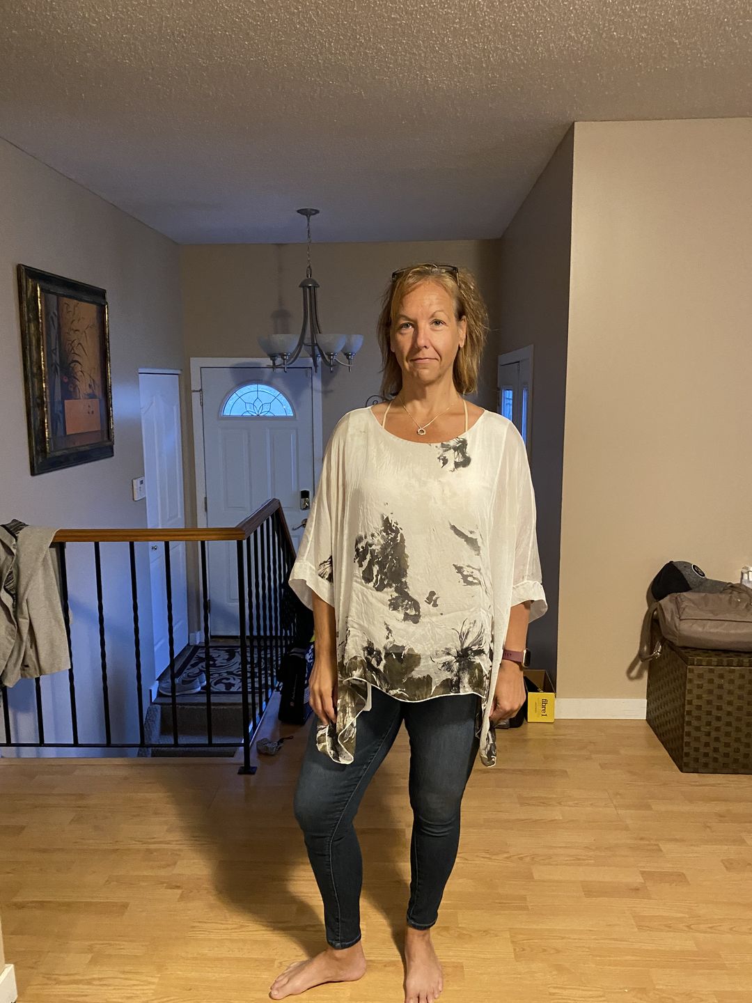 Customer photo review of Jackie Silk Blouse (Printed White)