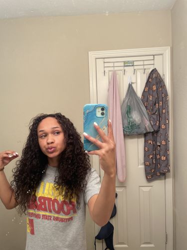 Customer photo review of Curly Ash Blonde