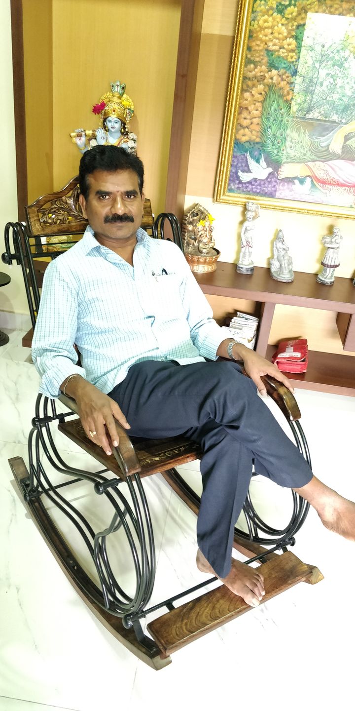 Customer photo review of Wooden & Iron Rocking Chair Wooden Chair Swing Chair