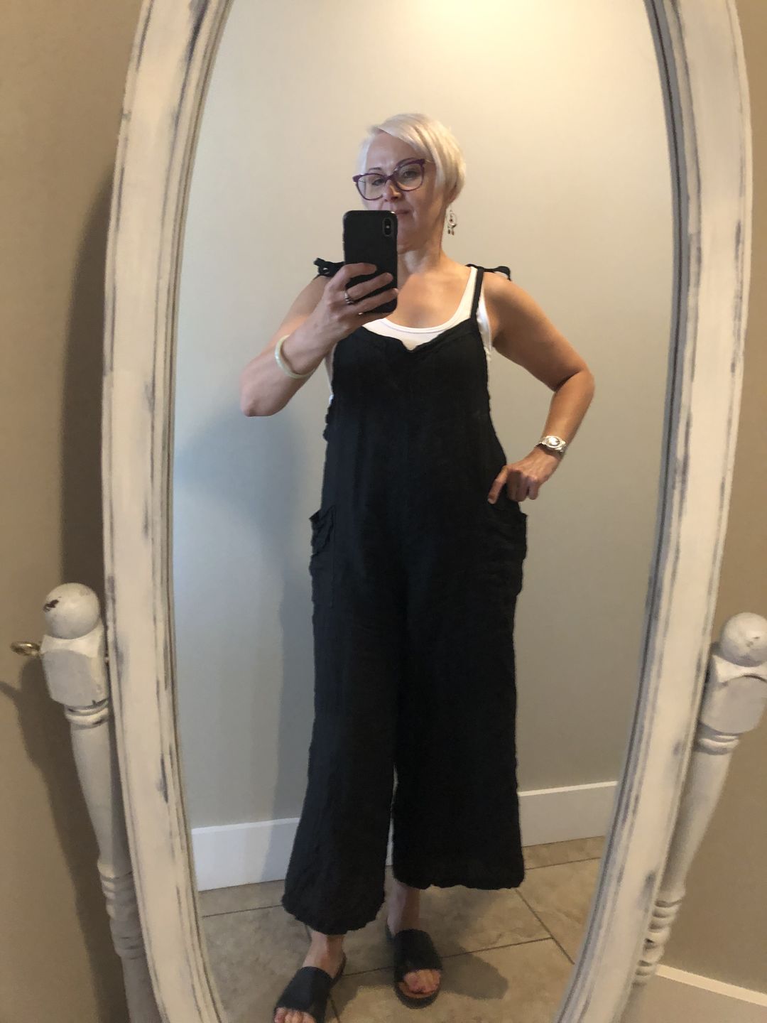 Customer photo review of Lighter Days Linen Jumpsuit (Black)