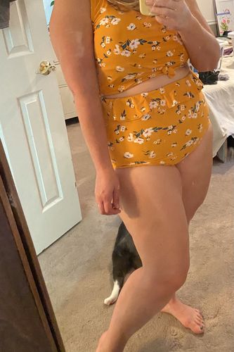 Customer photo review of Cabana Reversible Bottoms | Mango/Floral