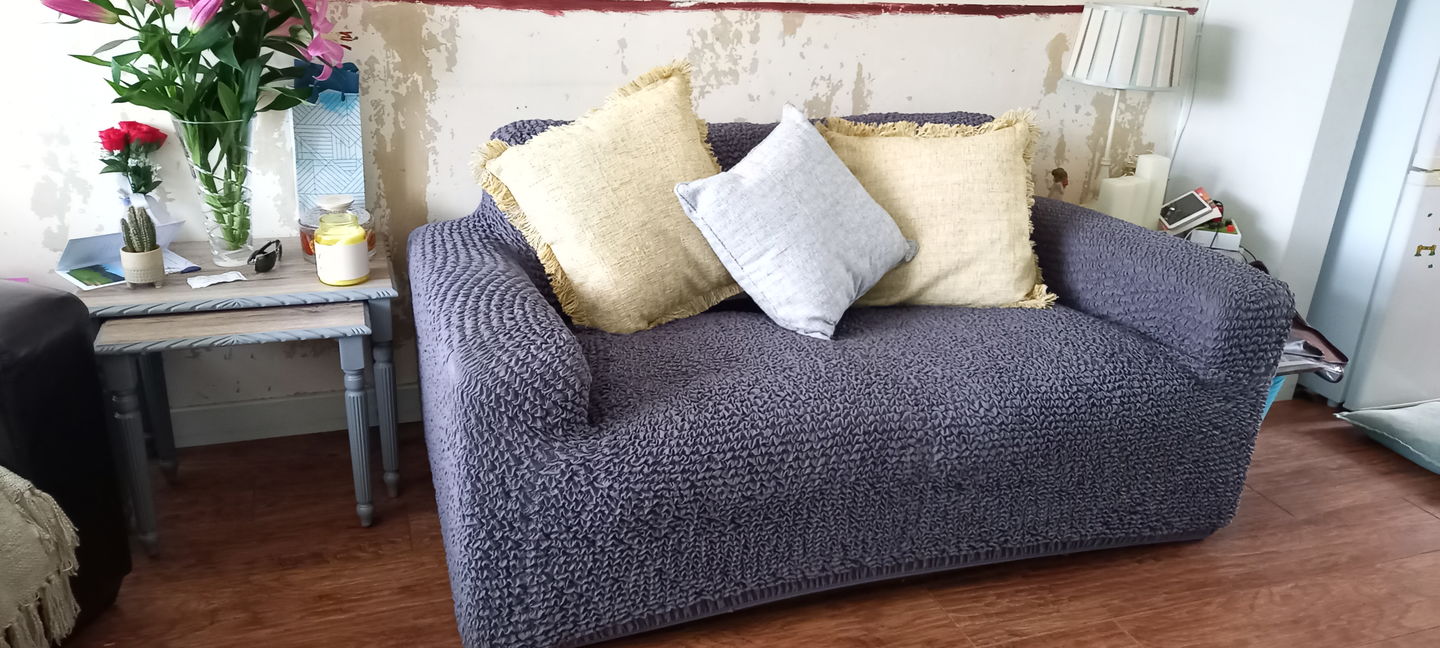 Customer photo review of 2 Seater Sofa Cover - Charcoal  Microfibra