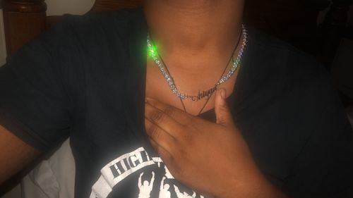 Customer photo review of Custom name tennis necklace