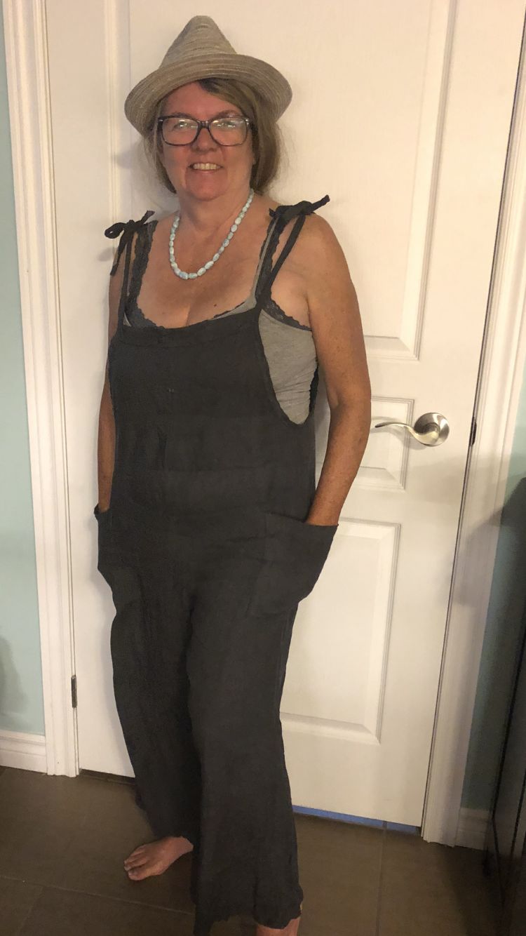 Customer photo review of Lighter Days Linen Jumpsuit (Charcoal)