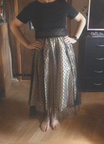 Avis photo d'un client sur Robe Swing Année 50 Noire à Pois