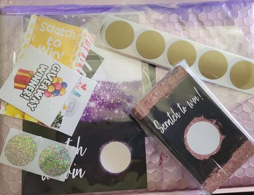 Customer photo review of Rose Gold Glitter and Black Marbled Scratch Off Cards