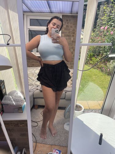 Customer photo review of Flattering Floaty Lucy Shorts - Black