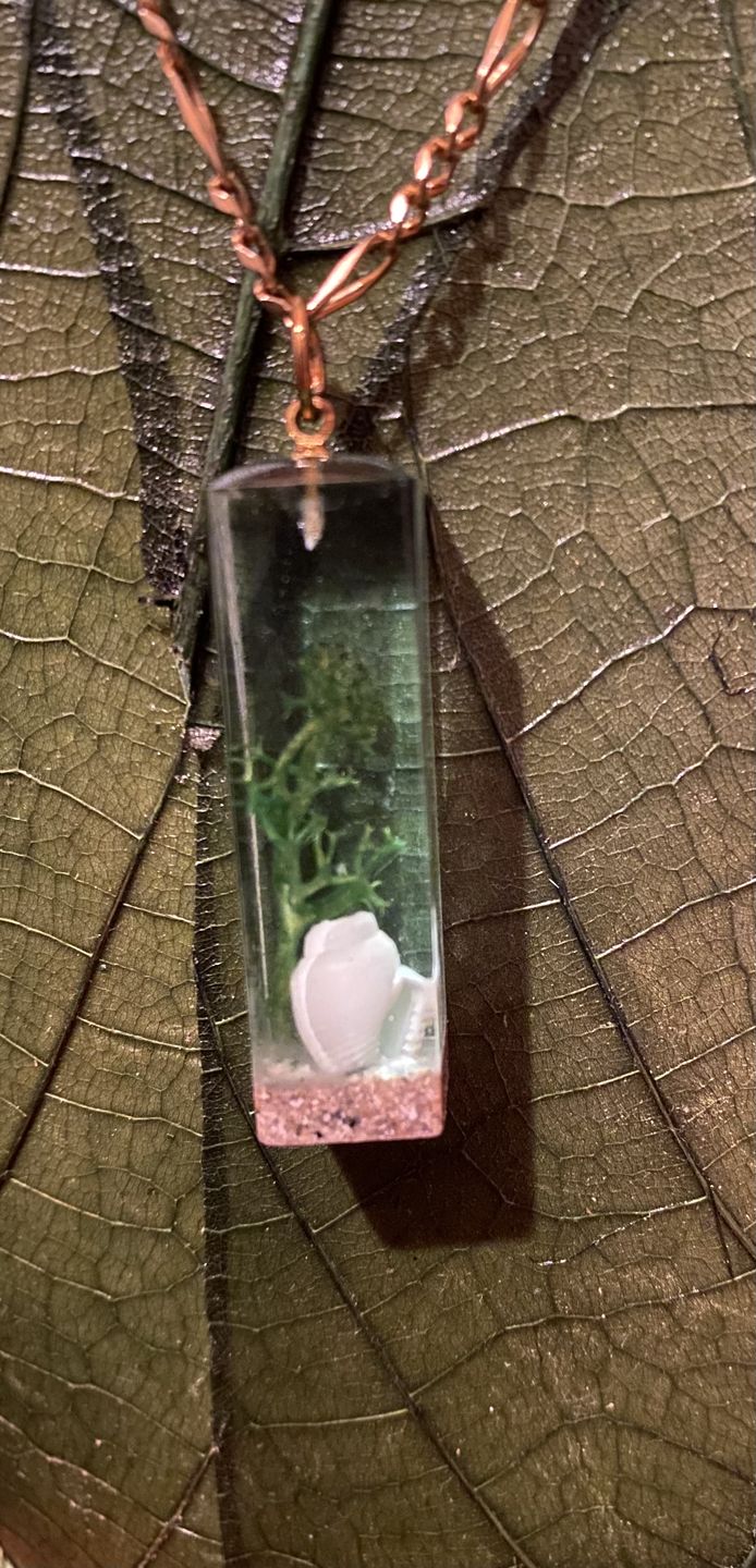 Customer photo review of Deep in the Ocean Pendant with Seaweed and Seashell