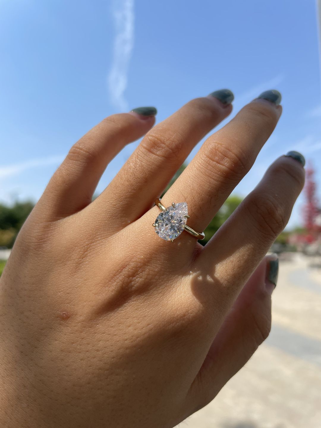 Customer photo review of S925 Classic 2.5~4.5 Carat Pear Cut Engagement Ring In Sterling Silver Everyday Wearable Ring