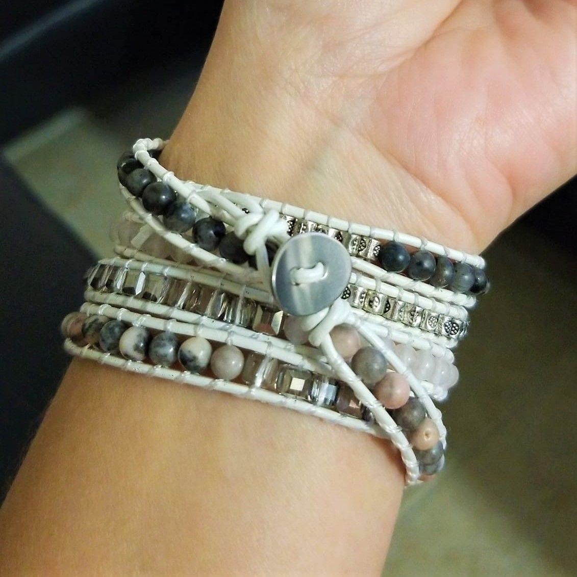 Customer photo review of Magical White Labradorite & Druzy Bracelet