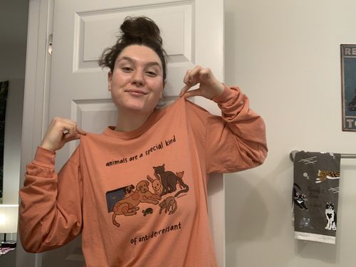 Customer photo review of Animals Are A Special Kind Of Antidepressant -- Long-Sleeve