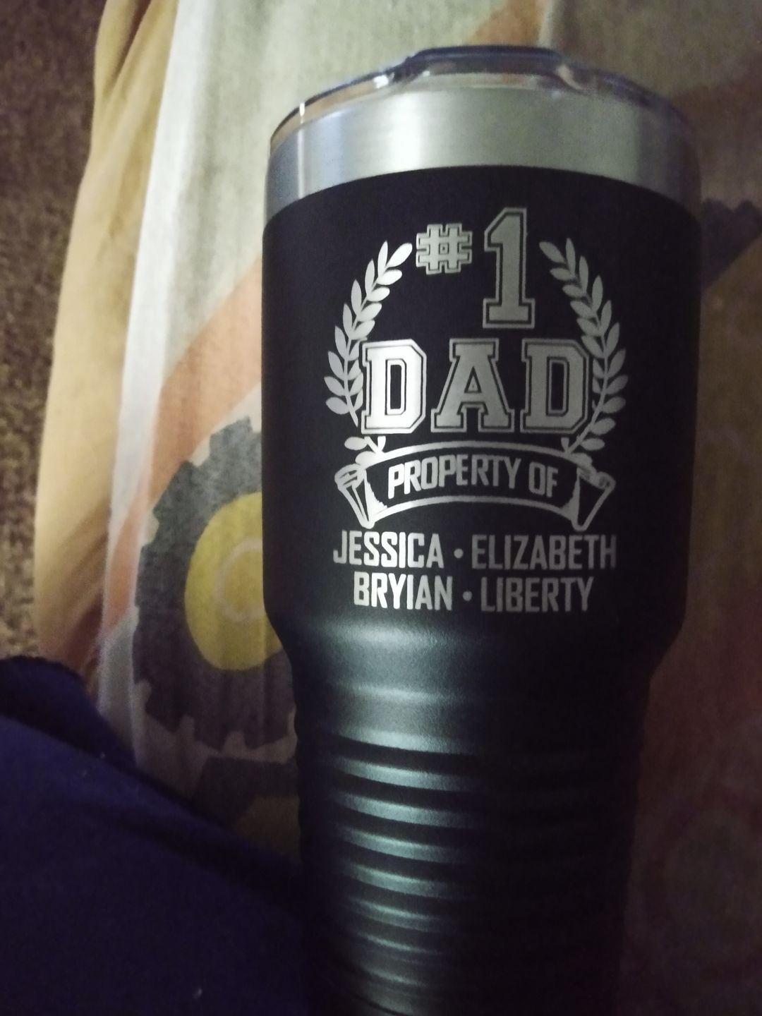 Customer photo review of CUSTOM #1 Dad Engraved Tumblers