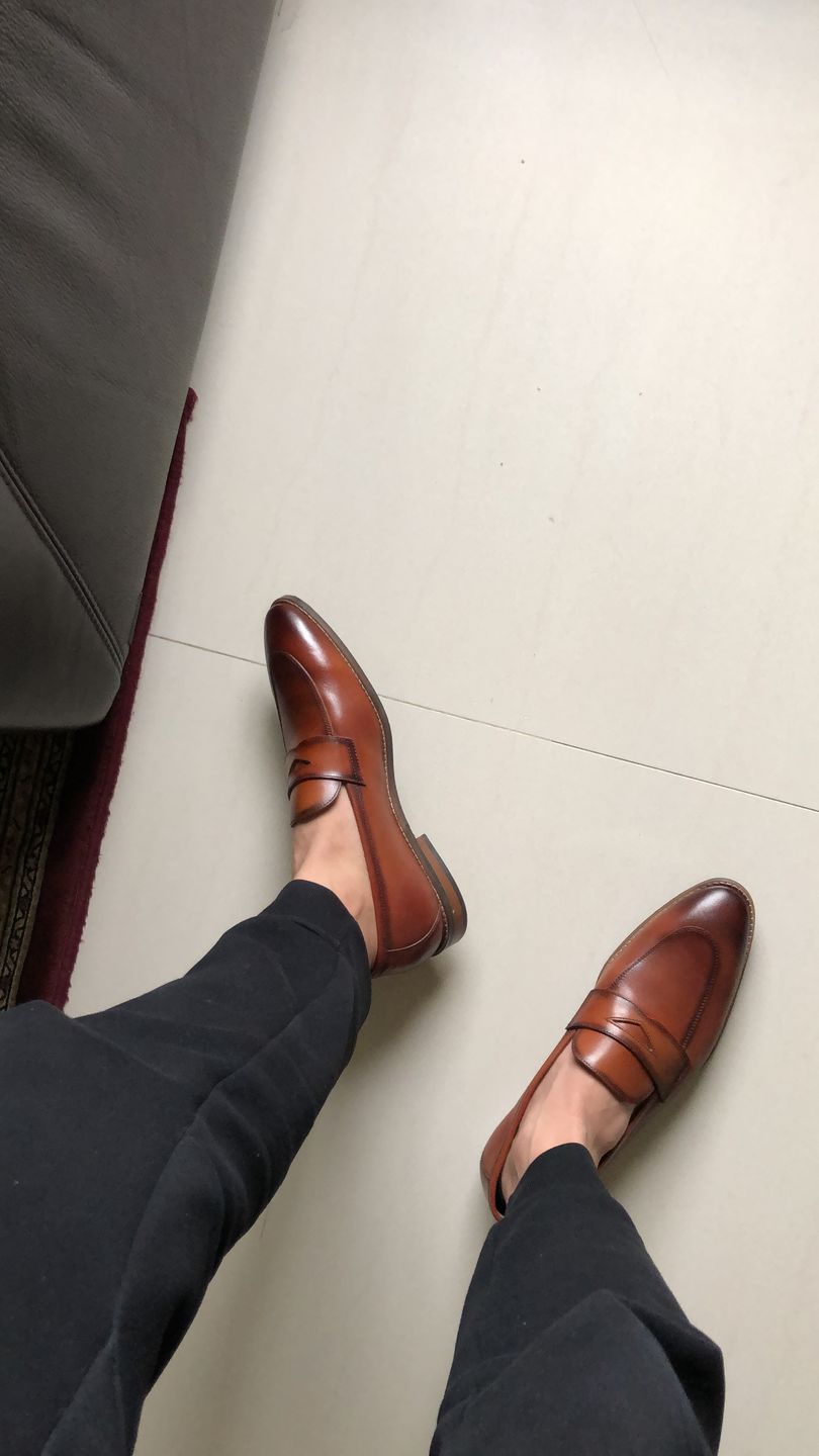 Customer photo review of Cognac Penny Loafers