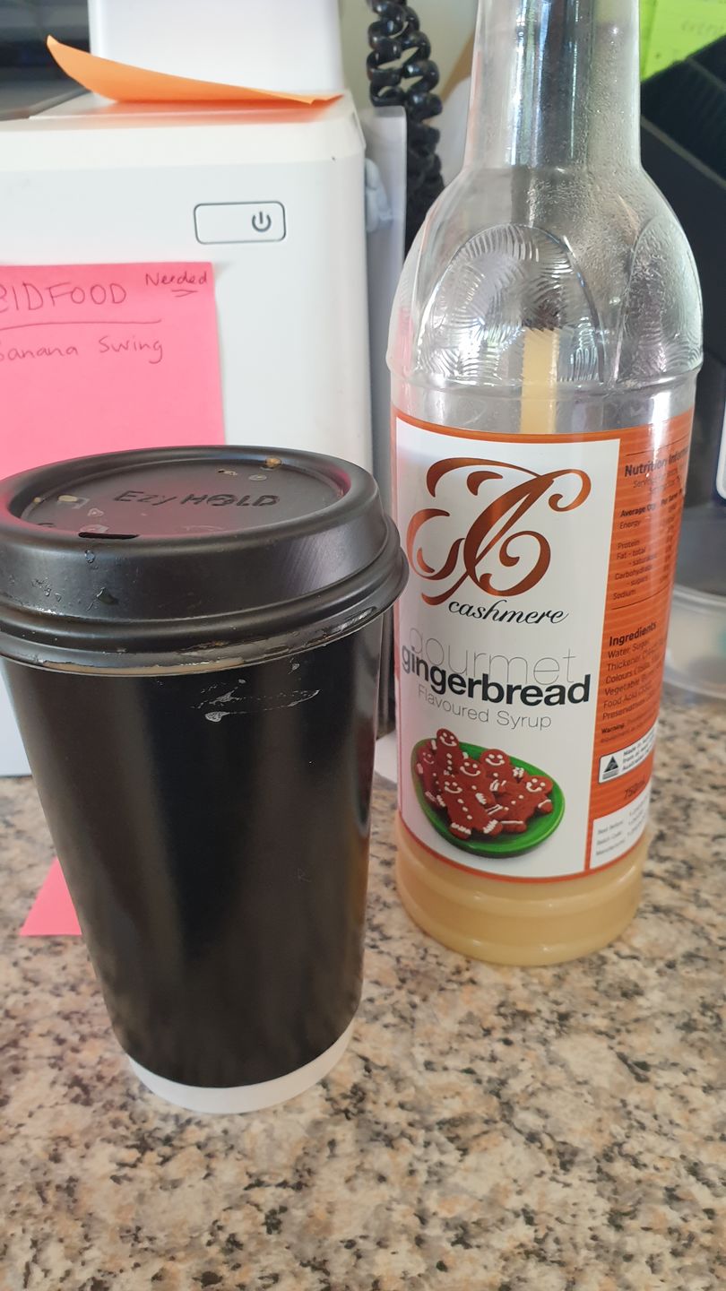 Customer photo review of Gingerbread Coffee Syrup