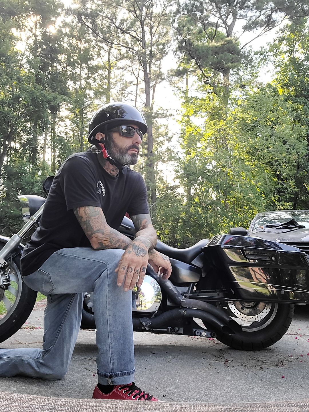 Customer photo review of Smallest Lightest SOA DOT Beanie Helmet / Gloss Black