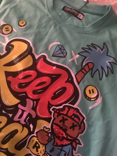 Customer photo review of Keep It Real Graphic Tee (Aqua Sky)