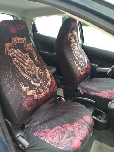 Customer photo review of Only God Can Judge Me Car Seat Covers Custom Rose and Pray Car Accessories Decor