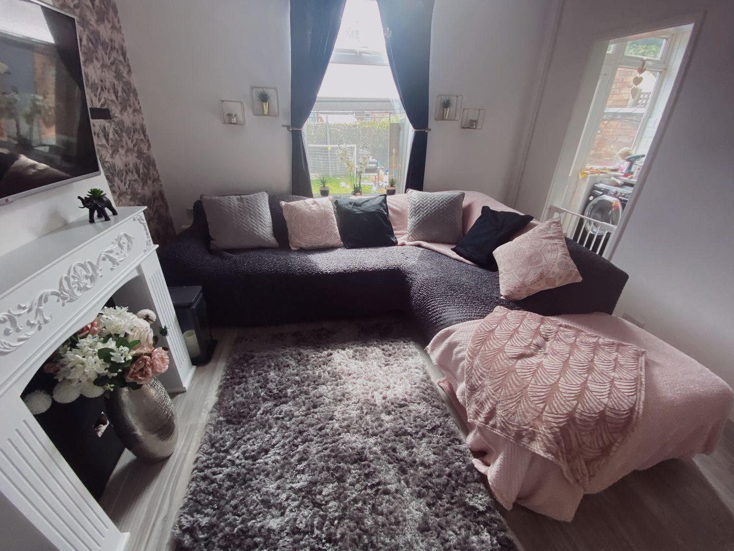 Customer photo review of Corner Sofa Cover - Charcoal  Microfibra