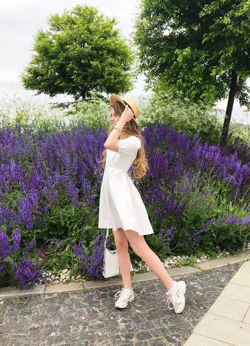 Customer photo review of Cottage Calling Mini Dress