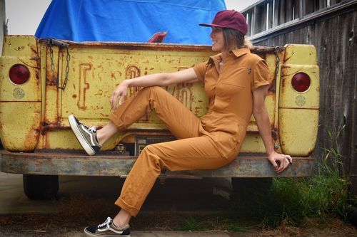 Customer photo review of Pit Crew Jumpsuit Khaki Gold