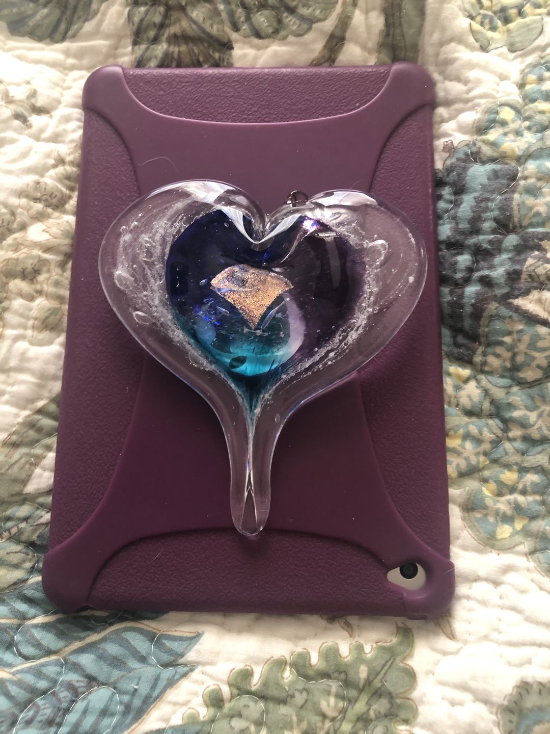 Customer photo review of Dichroic Heart Suncatcher with Infused Cremains