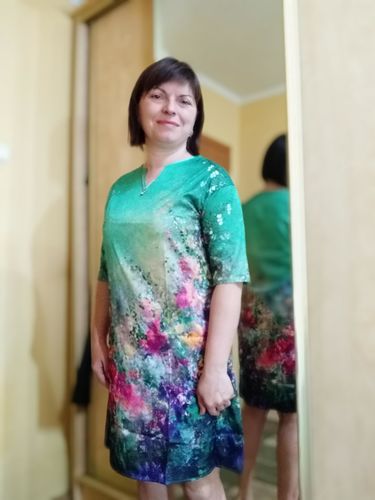 Customer photo review of Casual Kingfisher V-neck Sleeve Plus Size Dress