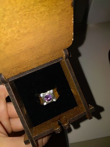 Customer photo review of Men's Amethyst Big Ring with Diamonds in Solid Silver Unique Statement Male Jewelry