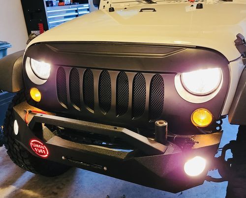 Customer photo review of Halo Headlights & Beast Grille Combo Pack for 07-18 Wrangler JK