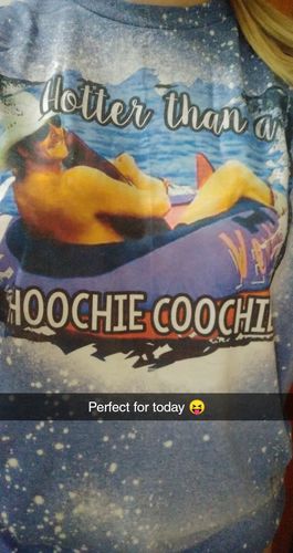 Customer photo review of Hotter Than A Hoochie Coochie Summer Bleached T-shirt