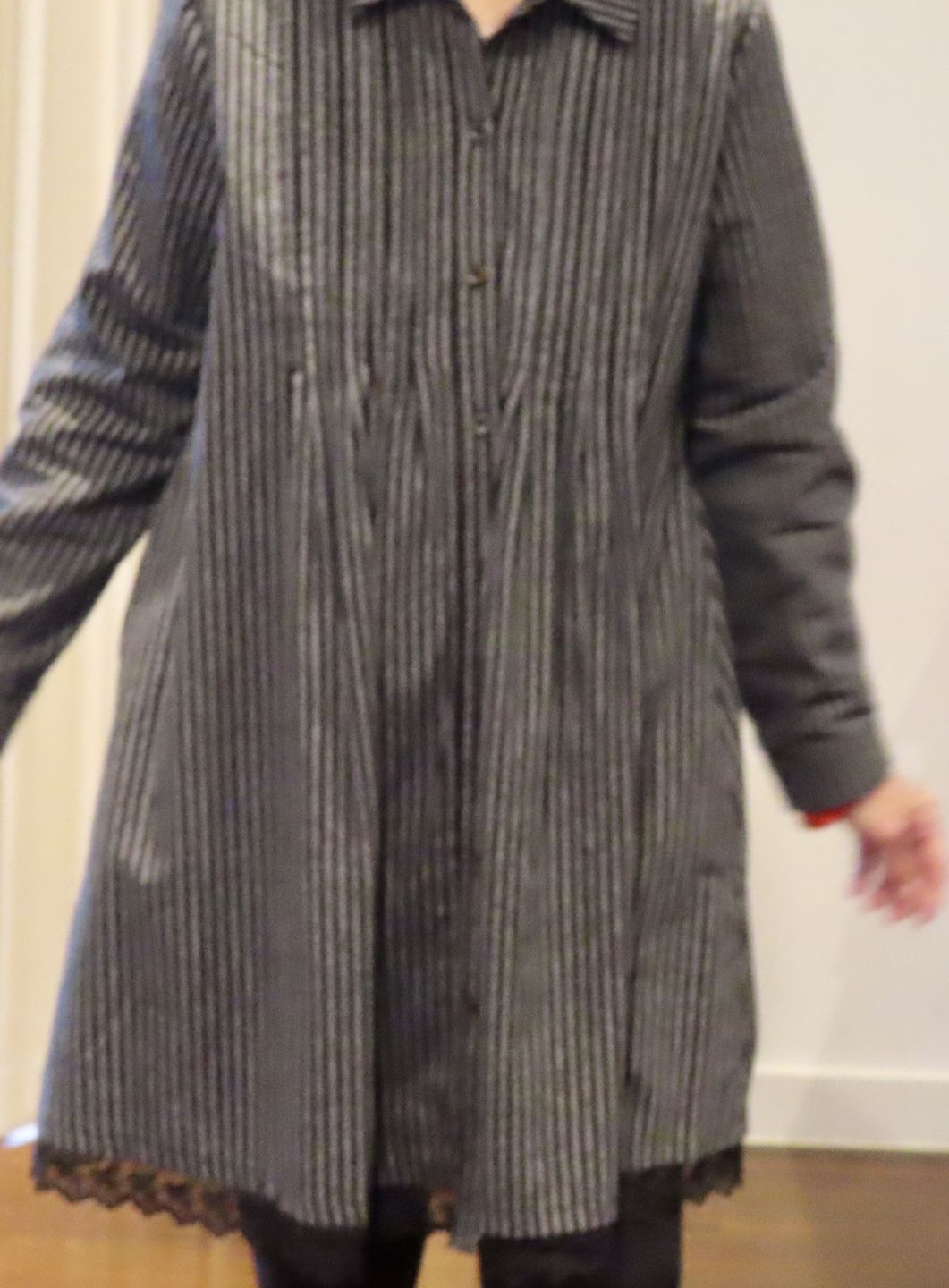 Customer photo review of Plus Size - Loose Cotton Linen Printing Lace Hem Dress