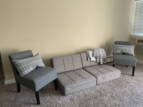 Customer photo review of Triple Fold Down Sofa Bed, Adjustable Floor Couch Sofa, Grey