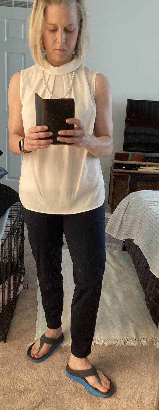 Customer photo review of Work Hard Play Hard Trousers - Navy | MT LUXE