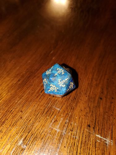 Customer photo review of URWizards D&D Lapis Lazuli Gemstone Engraved Dice Set Dagger Rogue Style