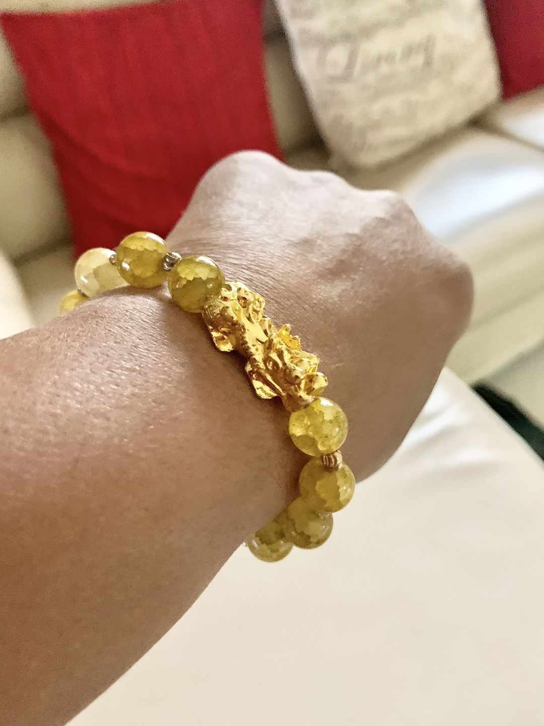 Customer photo review of Natural Peridot Abundance Bracelet