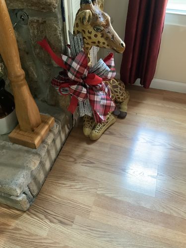 Customer photo review of 4"X10Yd Diagonal Plaid W/Fused Back Red/Black/White RGX0030