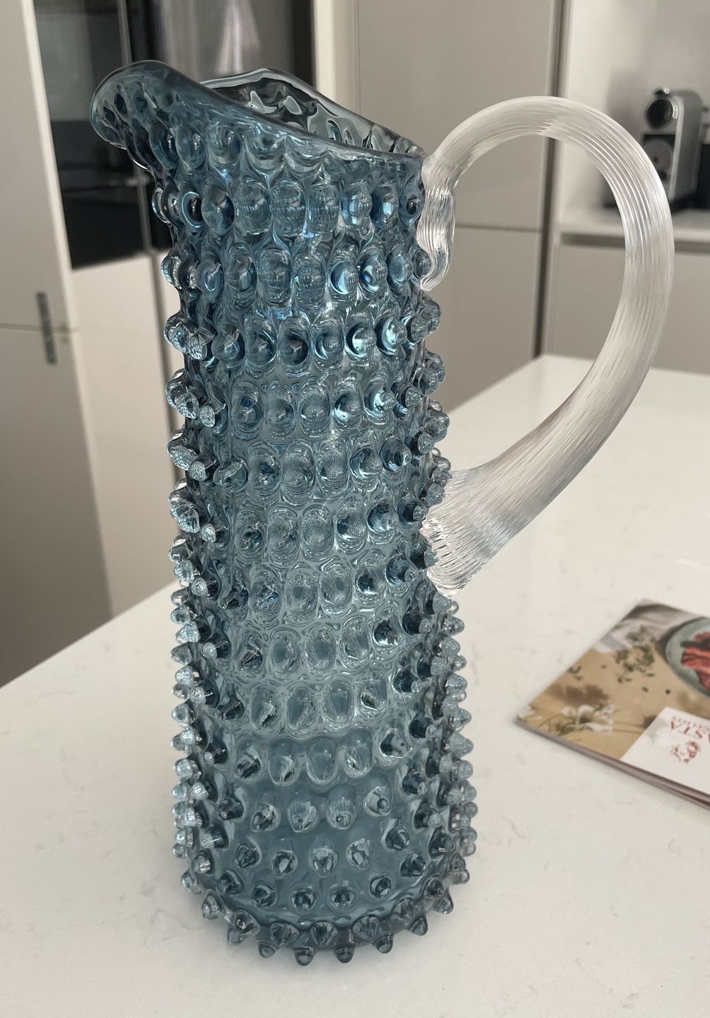 Customer photo review of Underlay Blue Smoke Hobnail Jug Tall