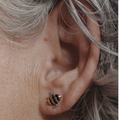 Customer photo review of Original Adopt a Bee Earrings