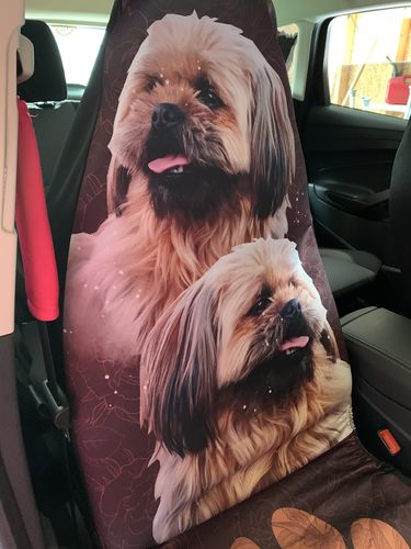 Customer photo review of Shih Tzu Dog Custom Car Seat Covers Set Of 2